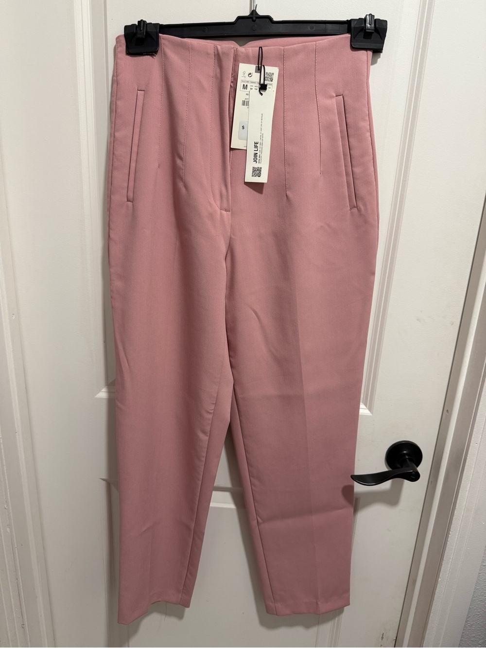 ZARA High-Waist Tapered Women's Pants - Dusty Rose
